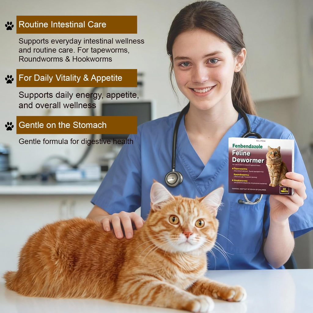 Dewormer for Cats & Kittens Broad Spectrum Cat Dewormer for Tapeworms,Hookworms & Roundworms