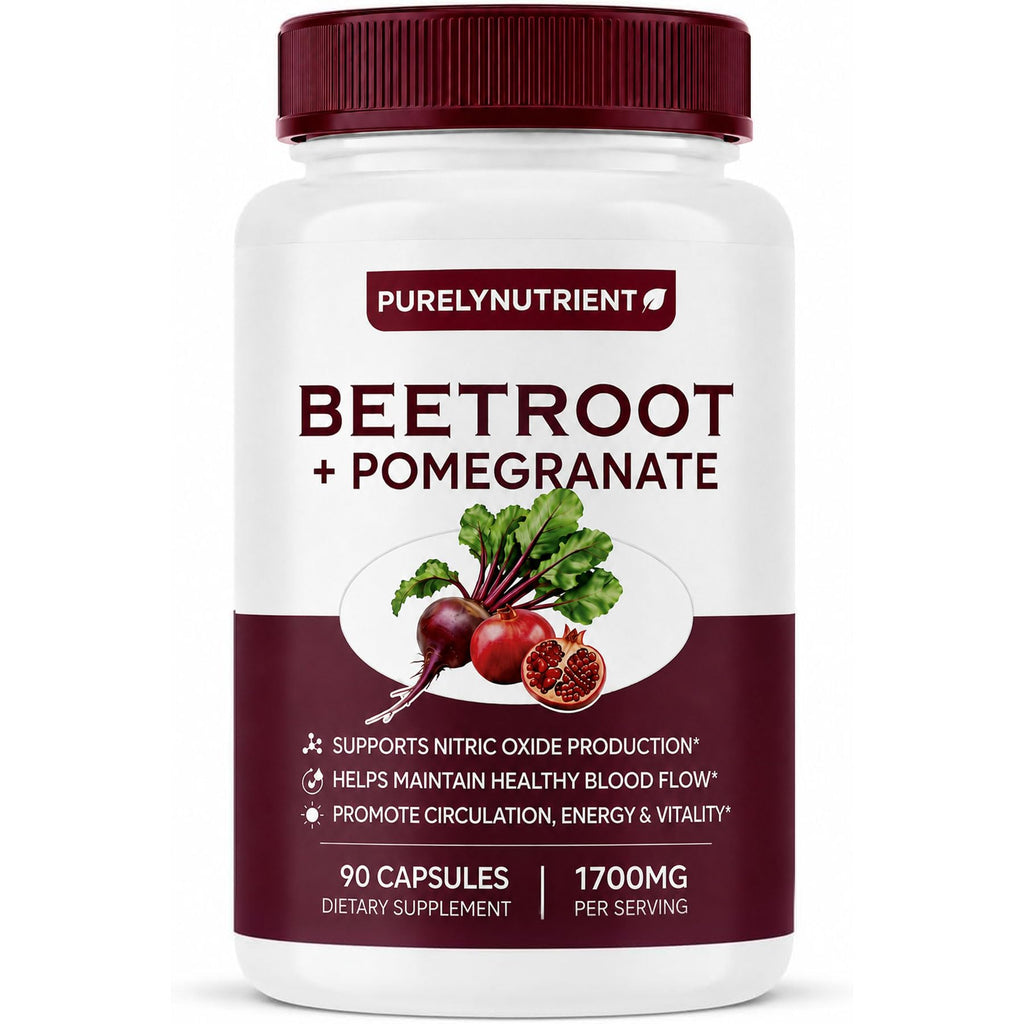 Beetroot + Pomegranate Capsules, Supports Daily Wellness, Energy & Stamina, Beet Root Capsules for Men & Women, 90 Capsules