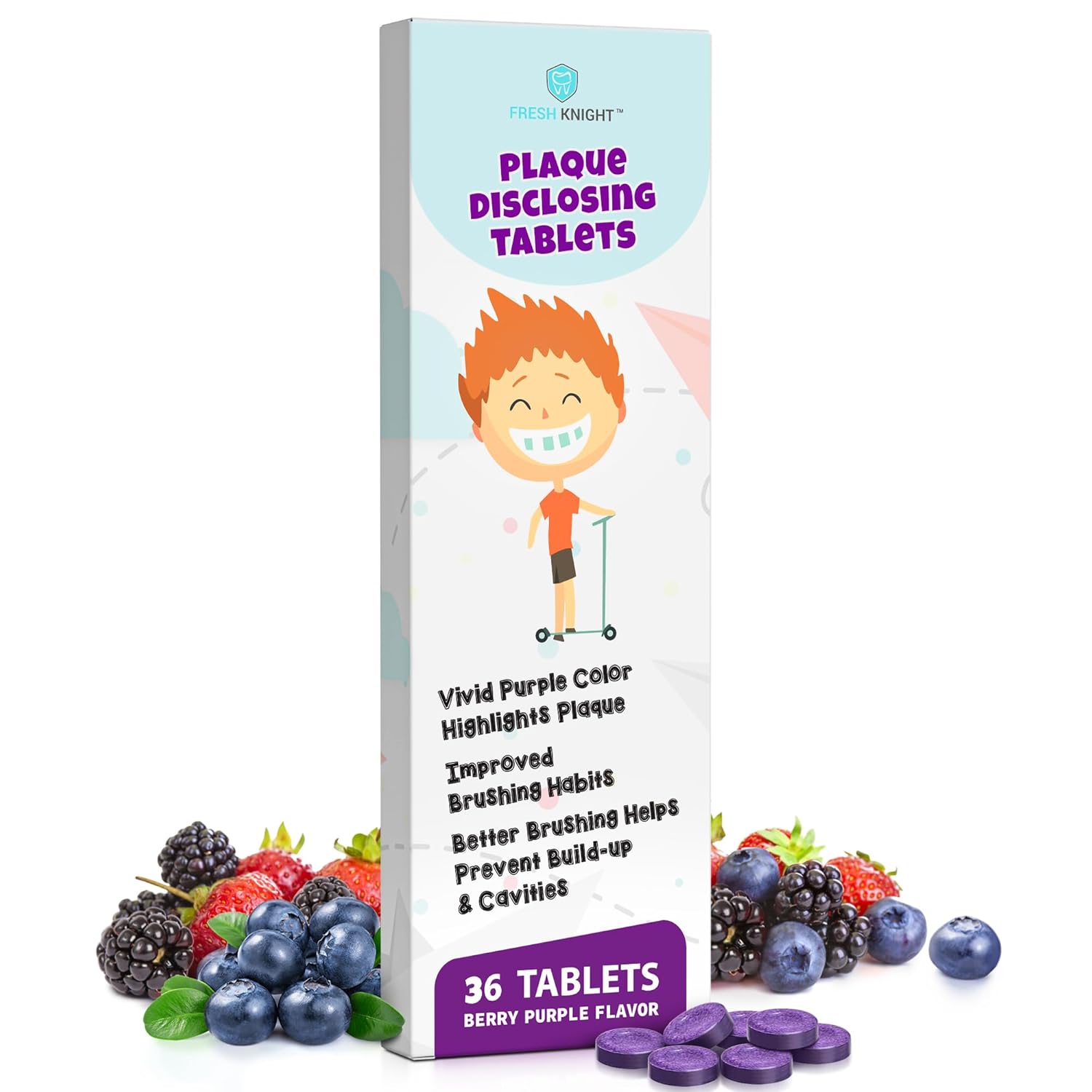 Buy now Plaque Disclosing Tablets for Teeth, 96 Count, Dental Disclosing Tablets for Kids or Adults, Shows Plaque, Helps Teach Kids Teeth-Brushing Habits for Clean Smile, by Fresh Knight, (Pack of 1) 1 Box Purple (36 Count) at indiglob india