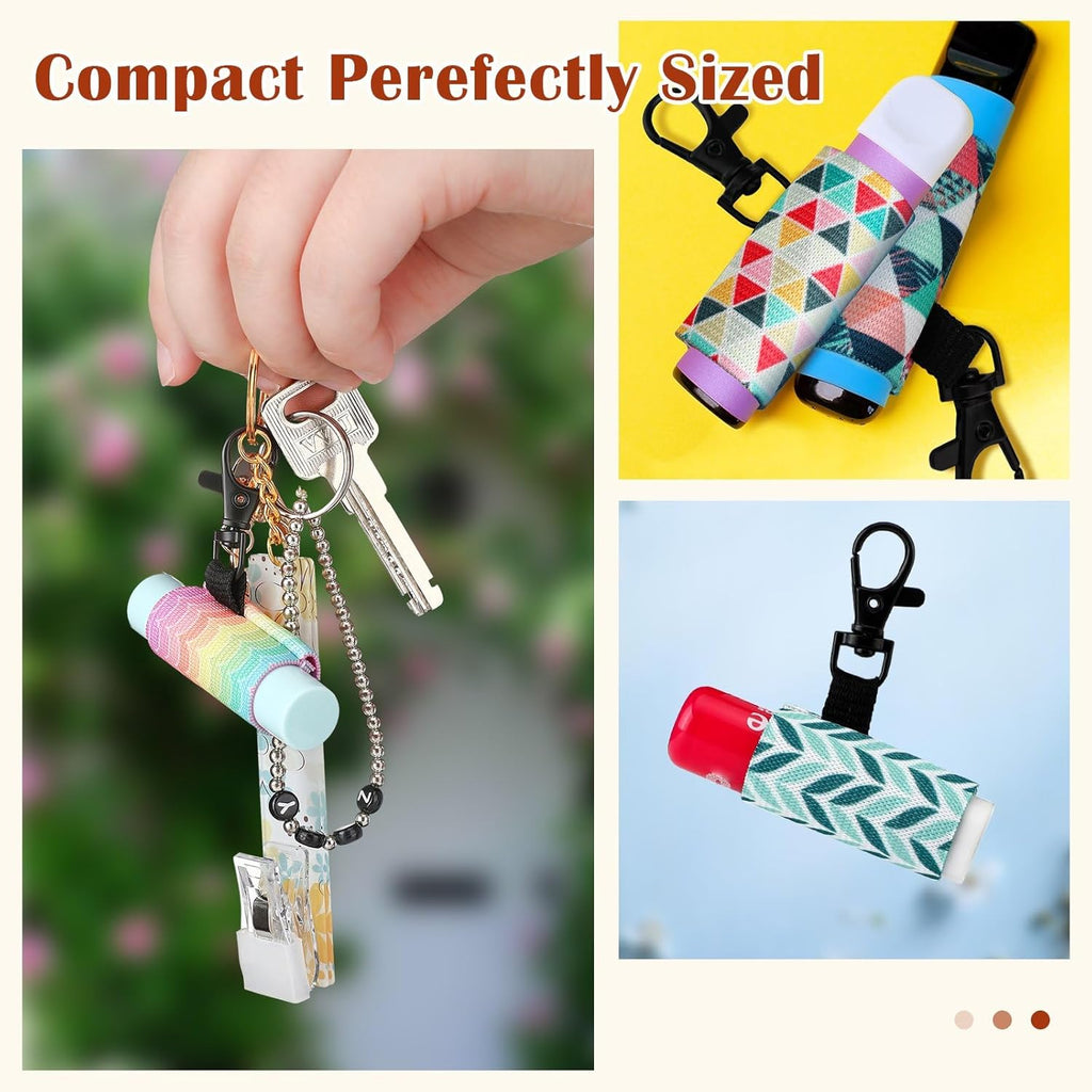 Buy now Sureio 10 Pack Lip Balm Holder Keychain Compact Clip On lipstick Lip Gloss Holder Keychain Elastic lipstick Sleeve Clip (Floral Style) at indiglob india