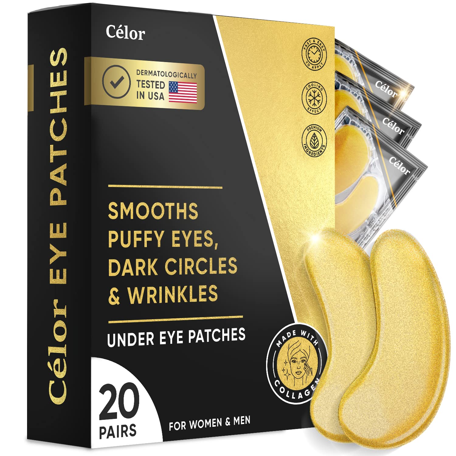 Buy now Under Eye Patches (20 Pairs) - Eye Patches For Puffy Eyes And Dark Circles - Under Eye Mask For Beauty & Personal Care - Under Eye Mask Amino Acid & Collagen For Dark Circles And Puffiness by Celor Gold (20 Pairs) at indiglob india
