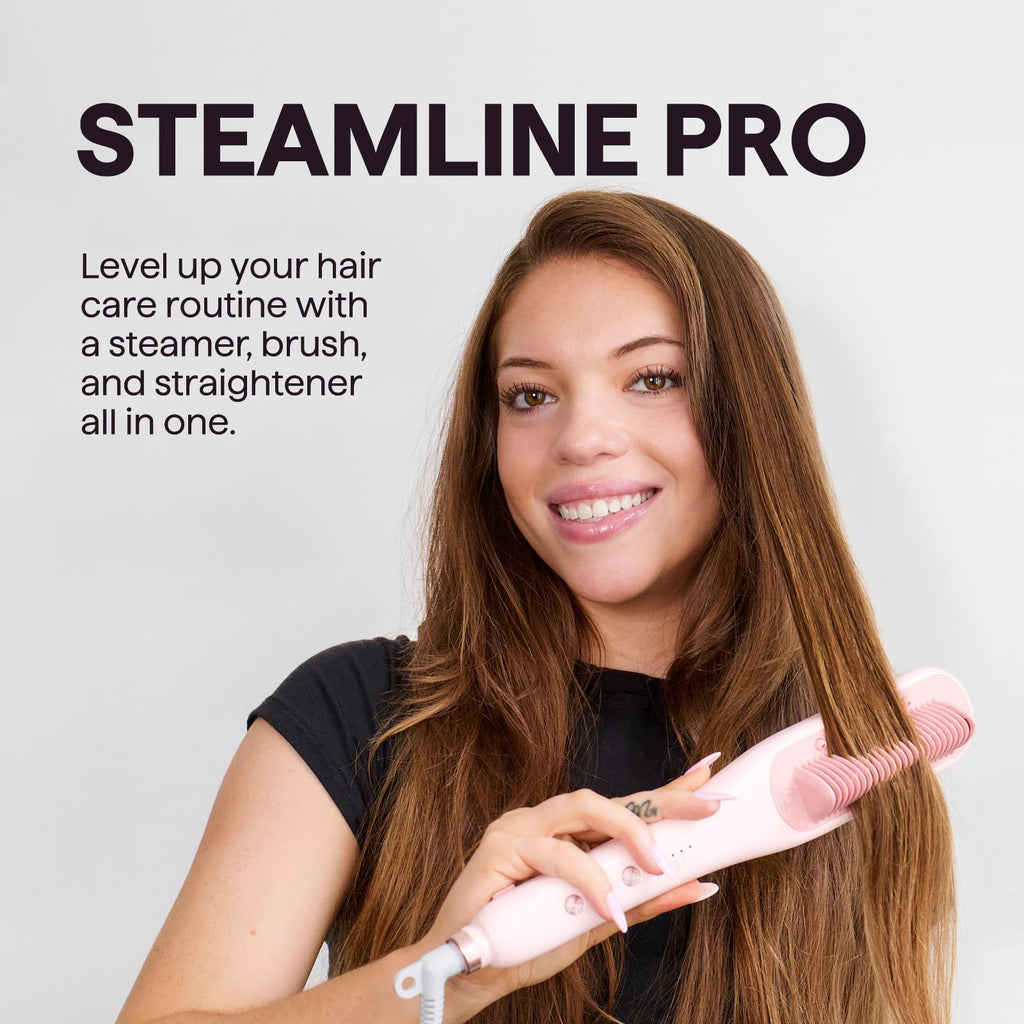 Wavytalk Pro Steam Hair Straightener Brush Steamline Pro Straightener Brush | 3-in-1 Straightening Brush for Coily Hair, Fast Salon Results with Less Damage, Anti-Frizz and Hair Nourishment