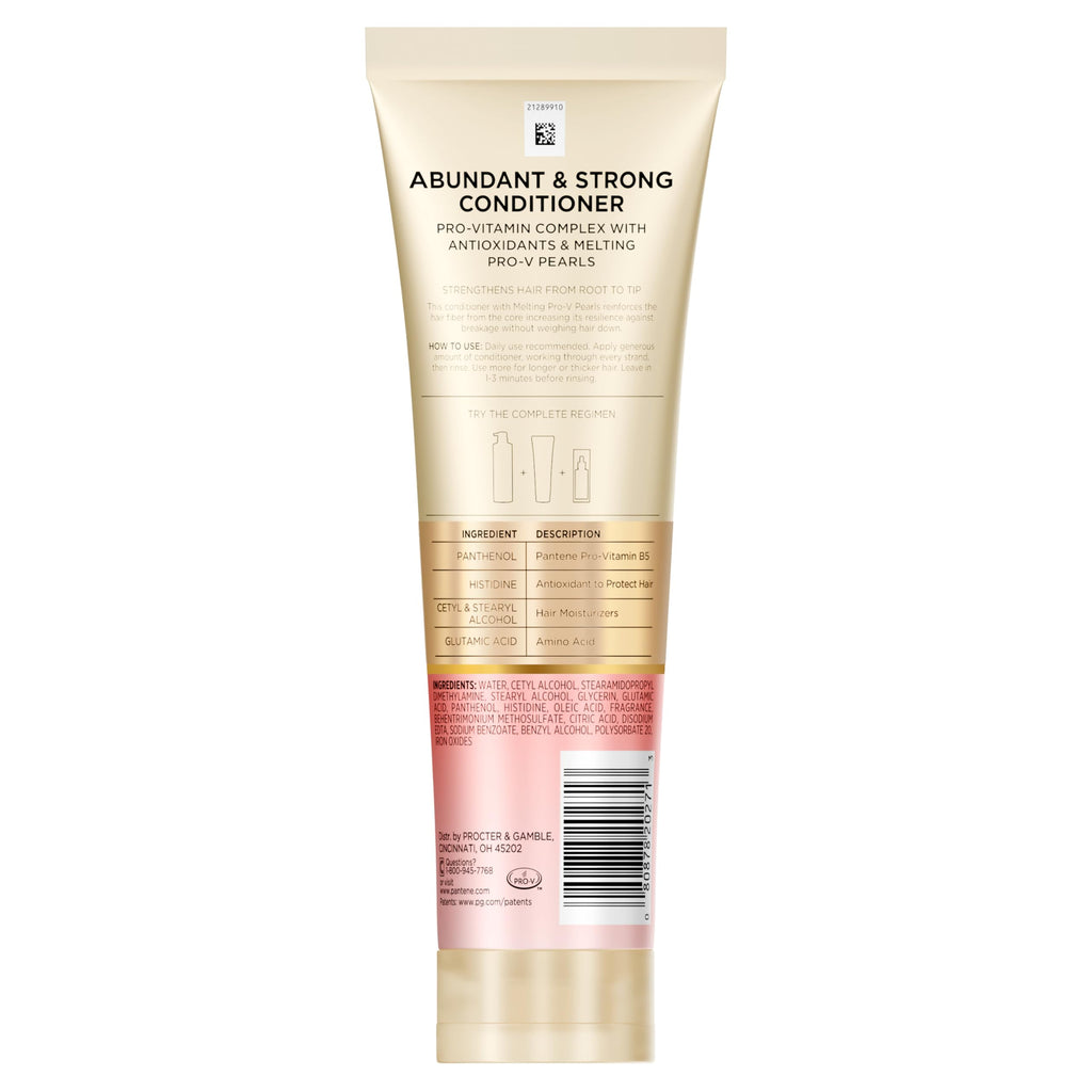 Pantene Abundant & Strong Conditioner, Strengthens Hair from Root to Tip, 8 oz