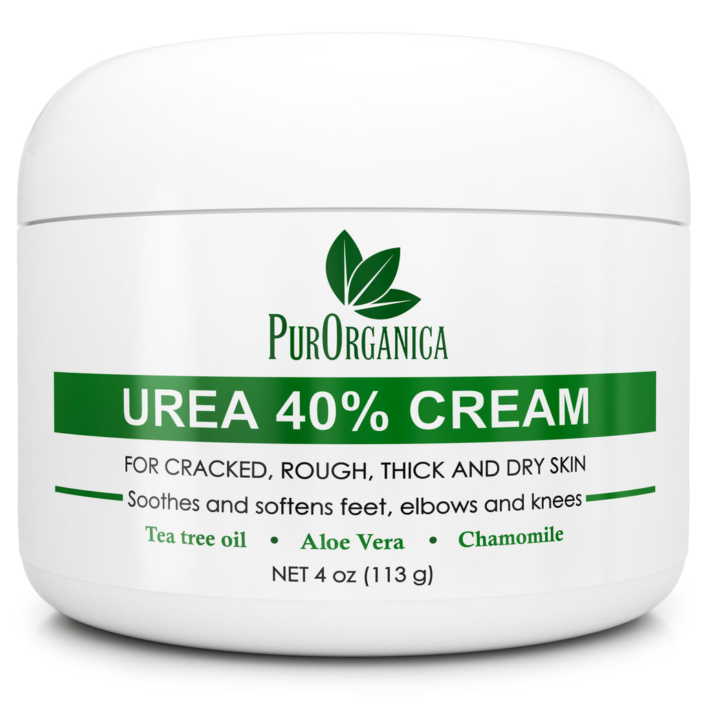 PurOrganica Urea 40% Foot Cream - Made in USA - Corn, Callus and Dead Skin Remover - Moisturizer & Rehydrater - For Thick, Cracked, Rough, Dead & Dry Skin - For Feet, Elbows and Hands - Pack of 2