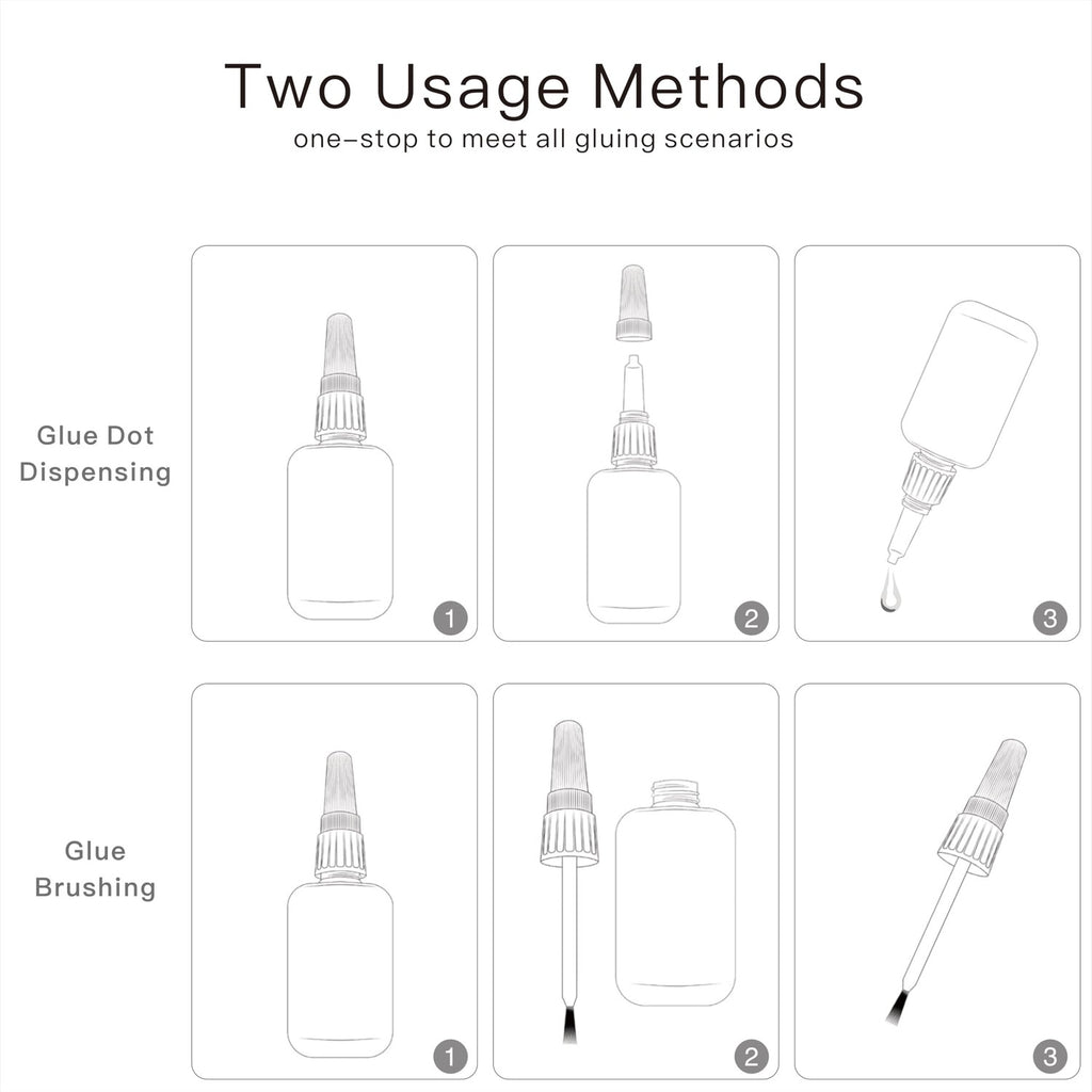 (2-in-1)20ml Nail Glue with Brush Applicator&Nozzle,Nail Tips,Press on Nail