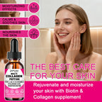 Liquid Collagen for Women & Men, Hydrolyzed Multi Collagen Peptides Drops | Types I, II, III, V & X Collagen Protein Complex (Colageno) with Hyaluronic Acid, Biotin & Vitamin C for Hair, Skin & Nails