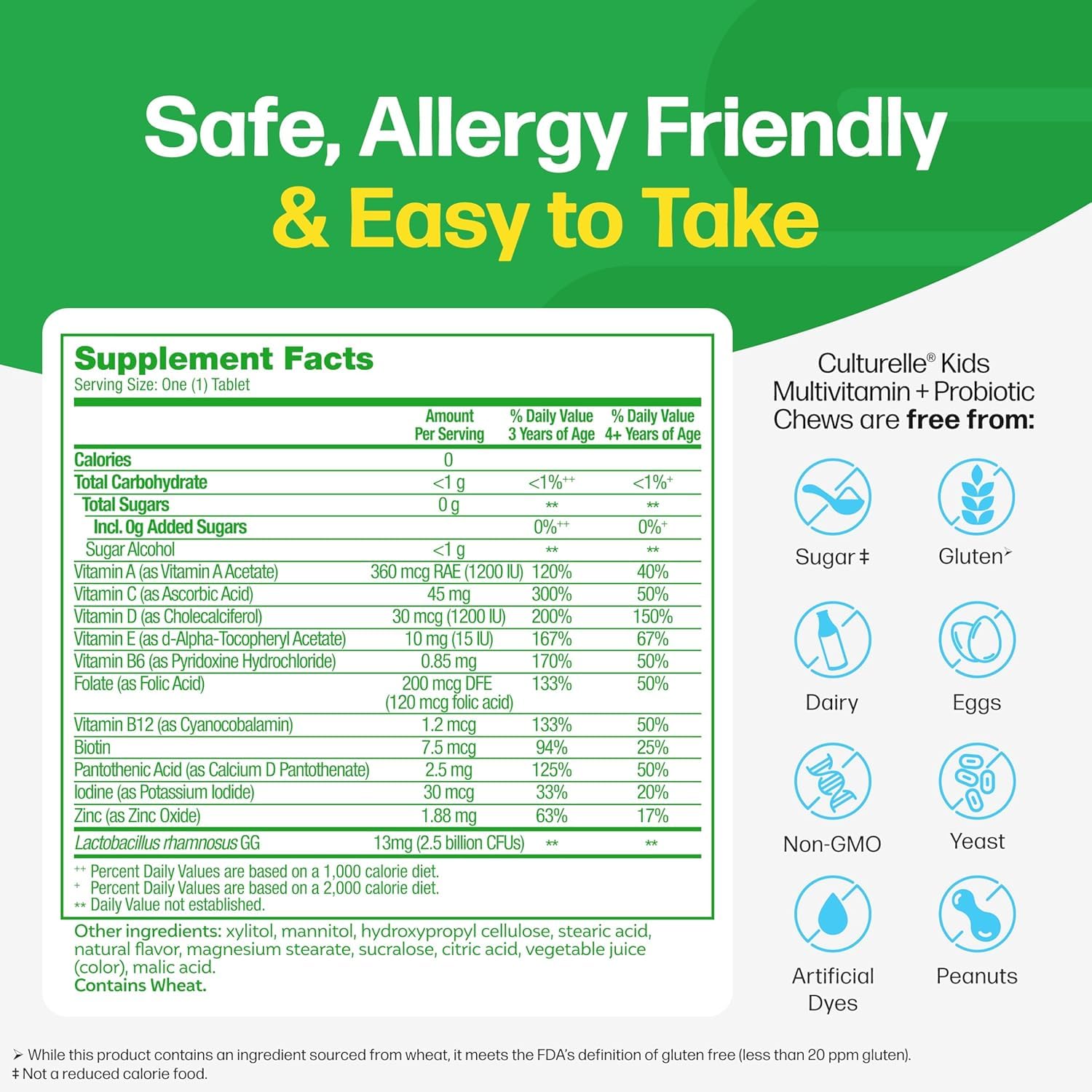 Culturelle Kids Multivitamin + Probiotic Chewable, Ages 3+, 50 Count | From the #1 Pediatrician-Recommended Brand± Promotes Digestive, Oral, Immune Health* with 11 Vitamins & Minerals, Fruit Punch