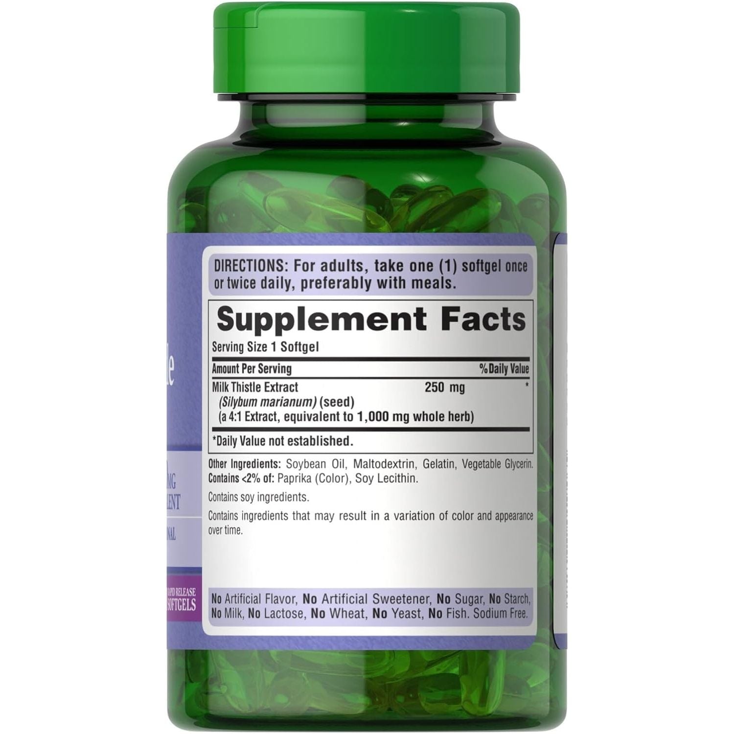 Buy now Puritan's Milk Thistle 4:1 Extract 1000mg 180 Softgels (Silymarin) Liver Health at indiglob india