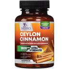 Organic Ceylon Cinnamon Capsules - Extra Strength Certified Organic Ceylon Cinnamon Supplement 1800mg Per Serving - Energy & Heart Support Antioxidant Pill for Women & Men, Bottled USA - 120 Capsules