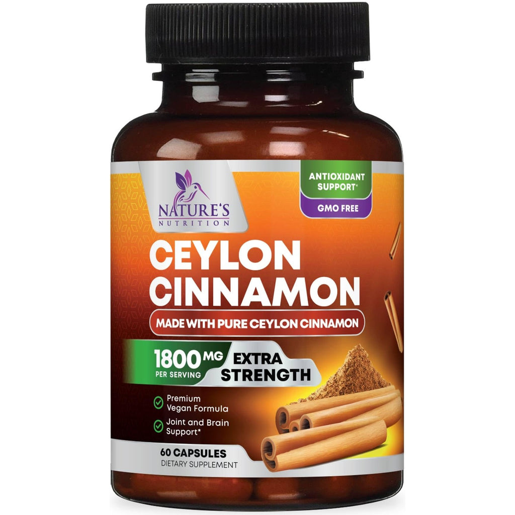 Organic Ceylon Cinnamon Capsules - Extra Strength Certified Organic Ceylon Cinnamon Supplement 1800mg Per Serving - Energy & Heart Support Antioxidant Pill for Women & Men, Bottled USA - 120 Capsules
