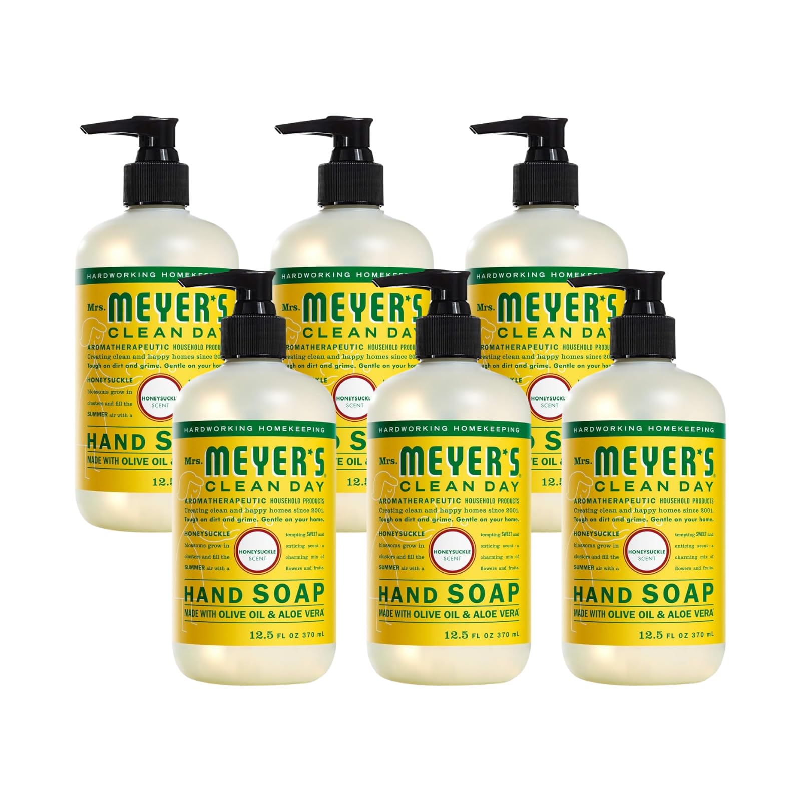 Buy now MRS. MEYER'S CLEAN DAY Hand Soap, Made with Essential Oils, Honeysuckle, 12.5 fl. oz - Pack of 6 at indiglob india