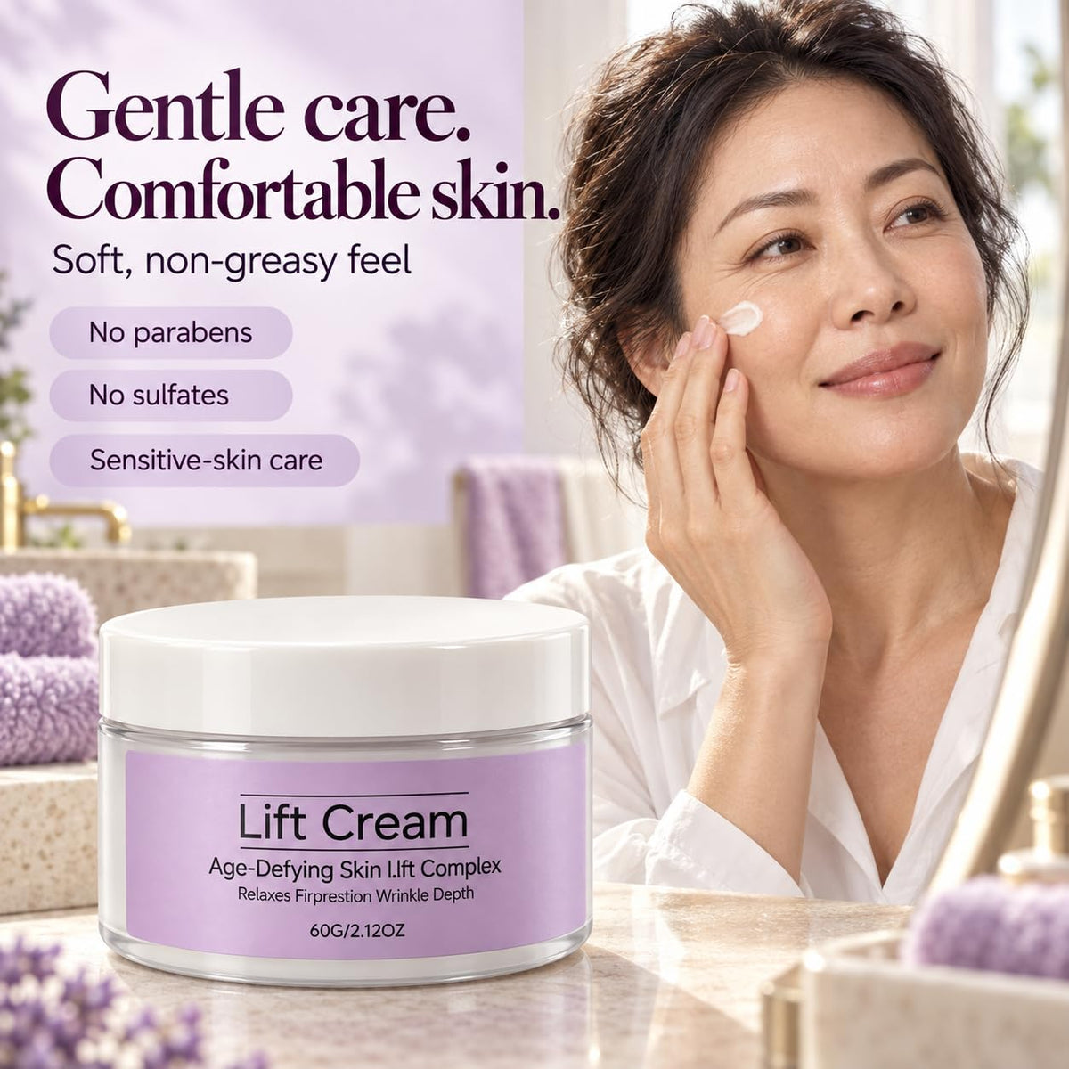Cream for Women, Instant Face Lift Cream - 60ML, Advanced Anti-Wrinkle Firming Cream with Natural Anti-Aging Ingredients for All Skin Types