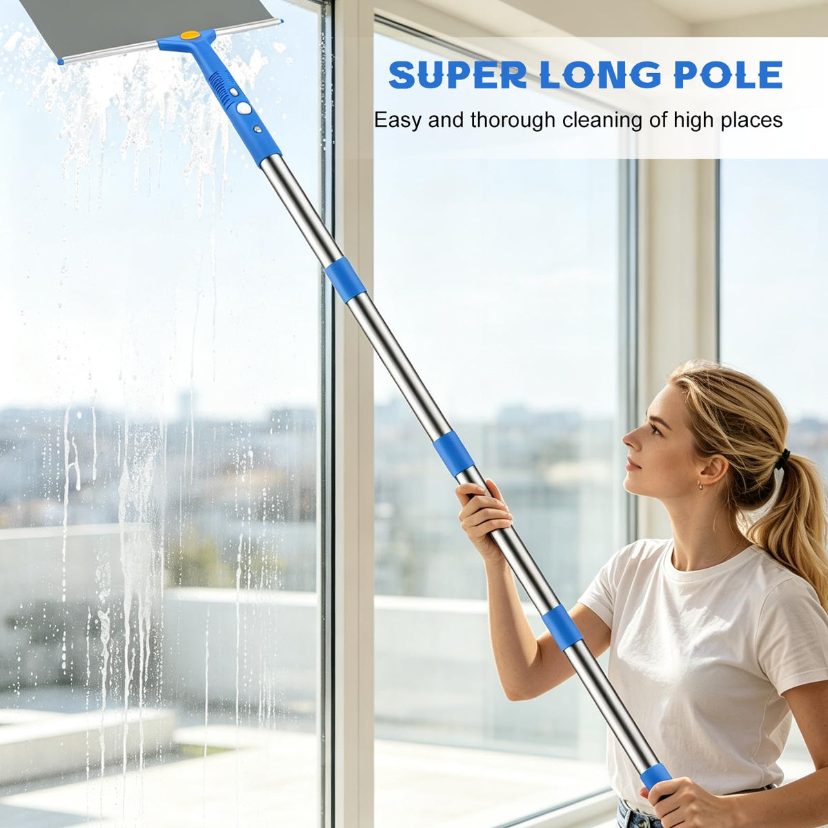 SetSail Window Cleaning Kit with Bucket 3 Gallon for Home Outdoor, Blue