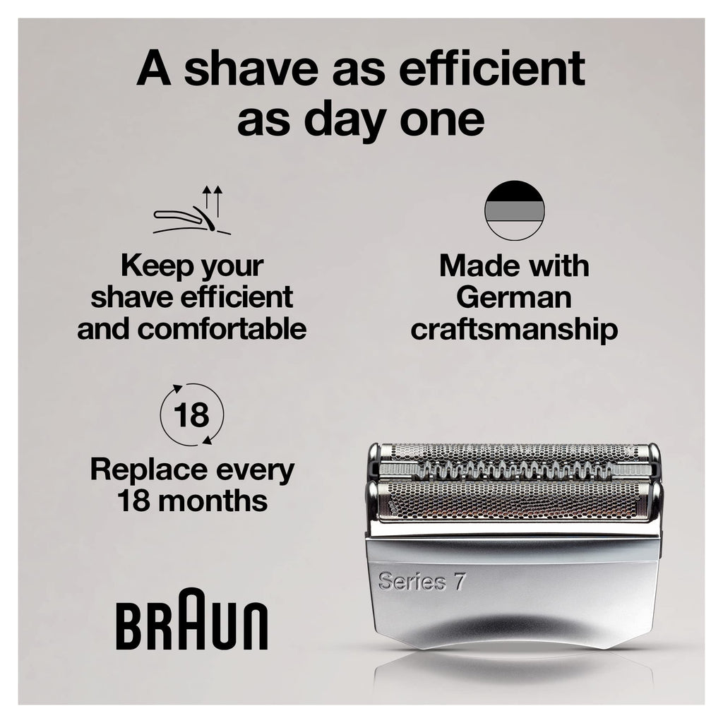 Braun Series 7 70S Electric Shaver Head Replacement Cassette – Silver | Foil and cutter set, fits select electric models, designed for a closer shave