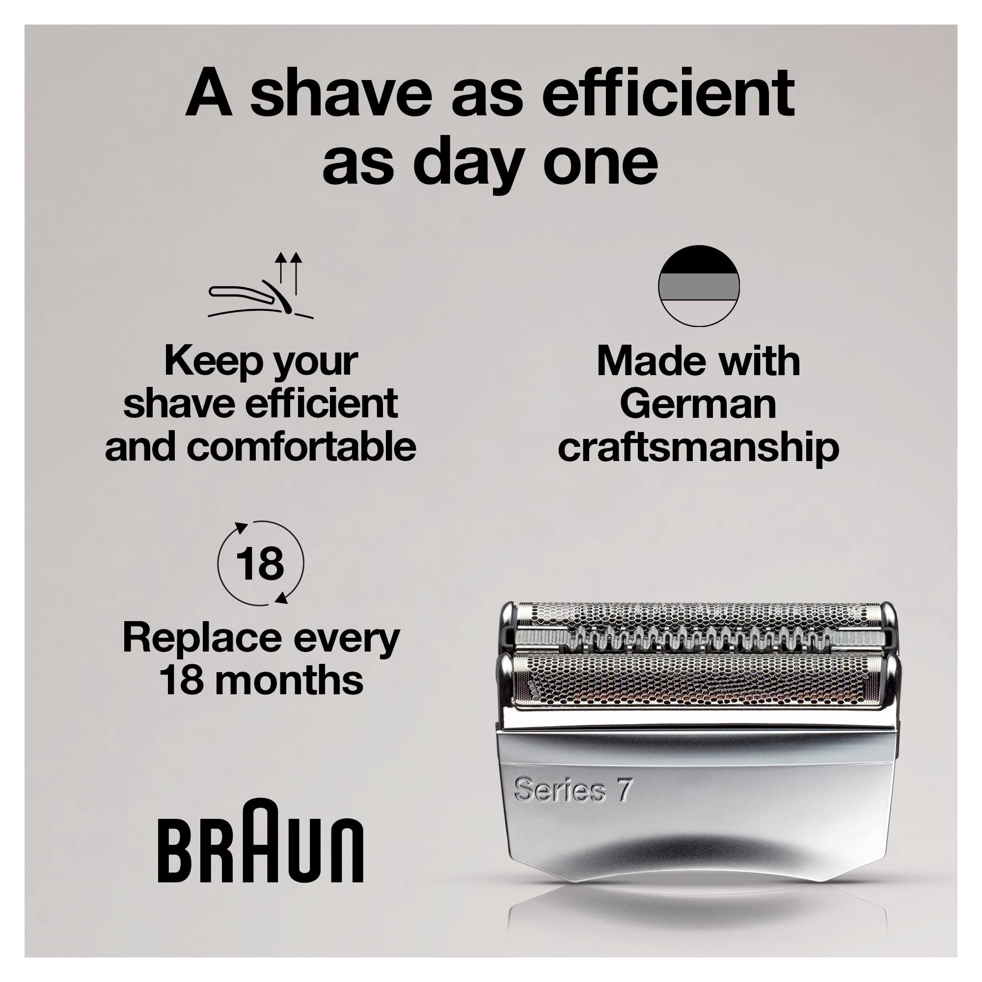 Braun Series 7 70S Electric Shaver Head Replacement Cassette – Silver | Foil and cutter set, fits select electric models, designed for a closer shave