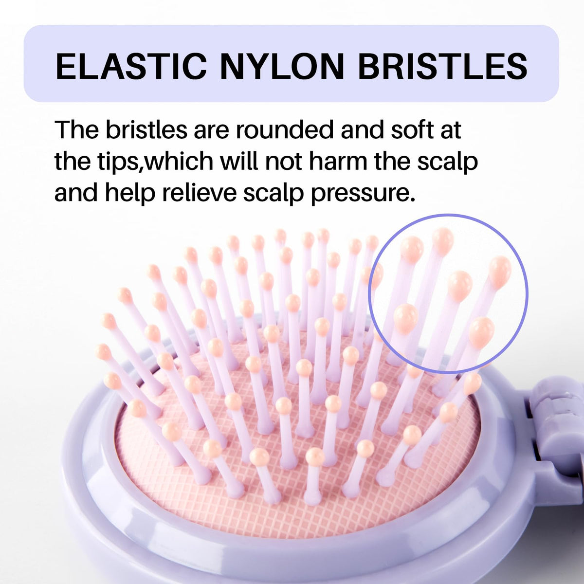RHOS Folding Brush with mirror for women features soft nylon bristles that gently care for your scalp. Order online today!