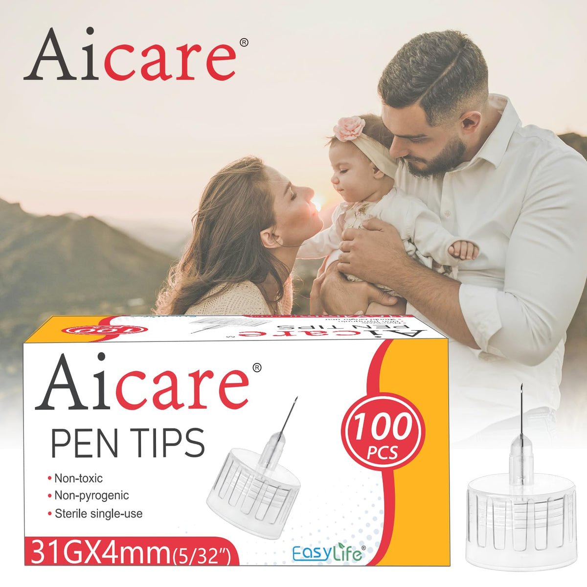 Pen Tips 31G x 4mm, Universal Fit, 100/bx, Comfortable, Extra-Thin