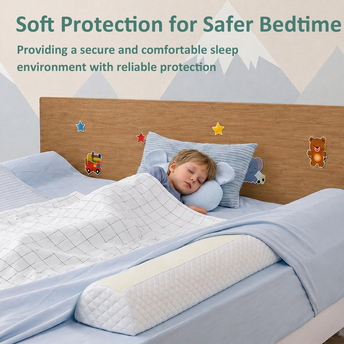 Shinnwa Bed Bumpers for Toddlers & Kids (2-Pack), Memory Foam Bed Rail for Adults, Bed Edge Safety Guard for Queen, King, Full Bed, Non-Slip Bottom, Machine Washable Cover