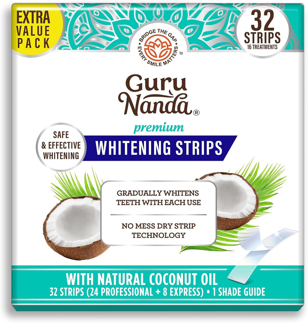Buy now GuruNanda Teeth Whitening Strips - 7-Day Treatment with Non-Slip, Dry Strip Technology - Whitening Designed with Care for a Brighter Smile at indiglob india