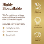 Solgar Chelated Copper, 100 Tablets - Essential for Collagen Formation | Highly Bioavailable Form, Supports Connective Tissue, Non-GMO, Vegan, Gluten Free, Dairy Free, Kosher - 100 Servings