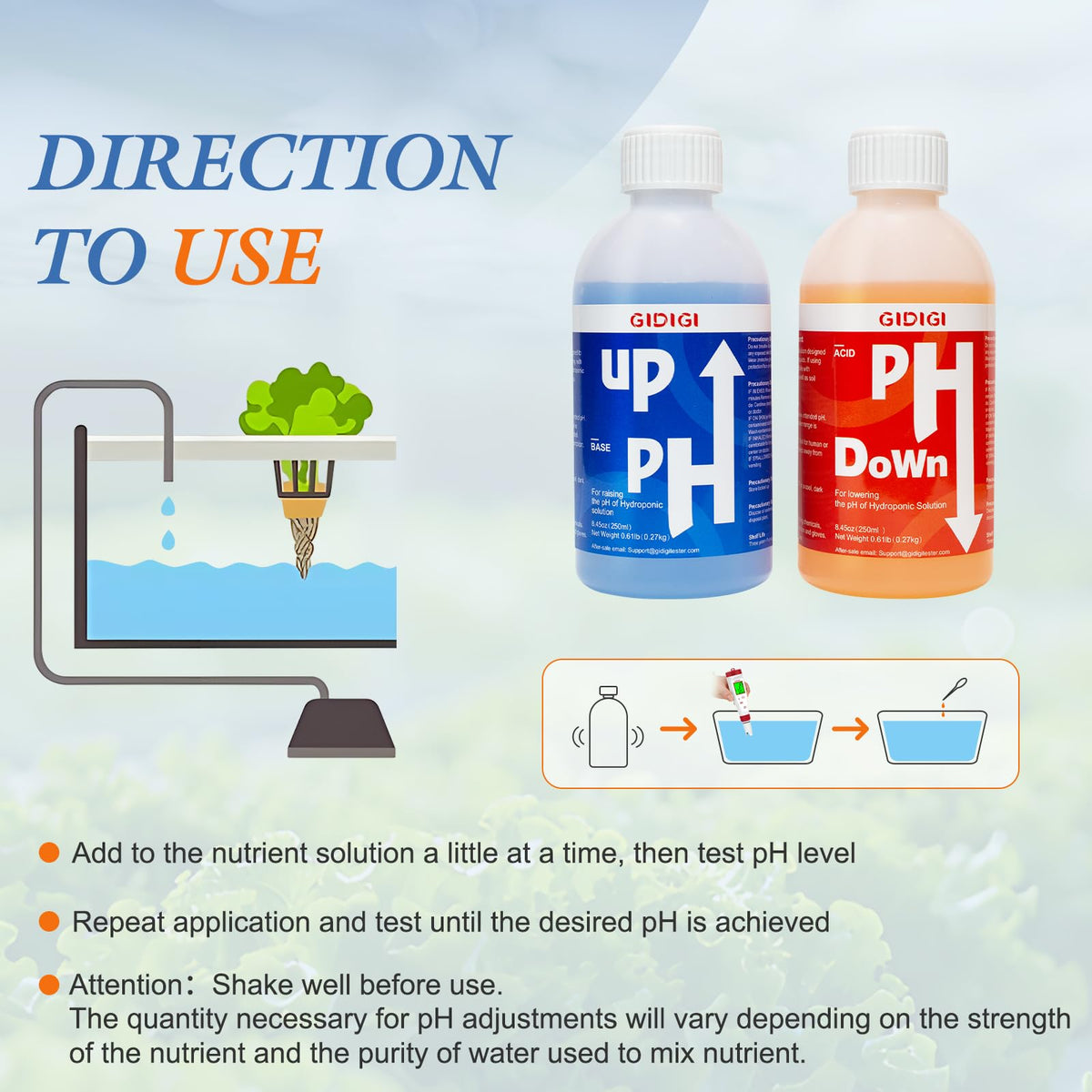 Hydroponics pH Up Down Solution pH Control Kit pH Adjuster