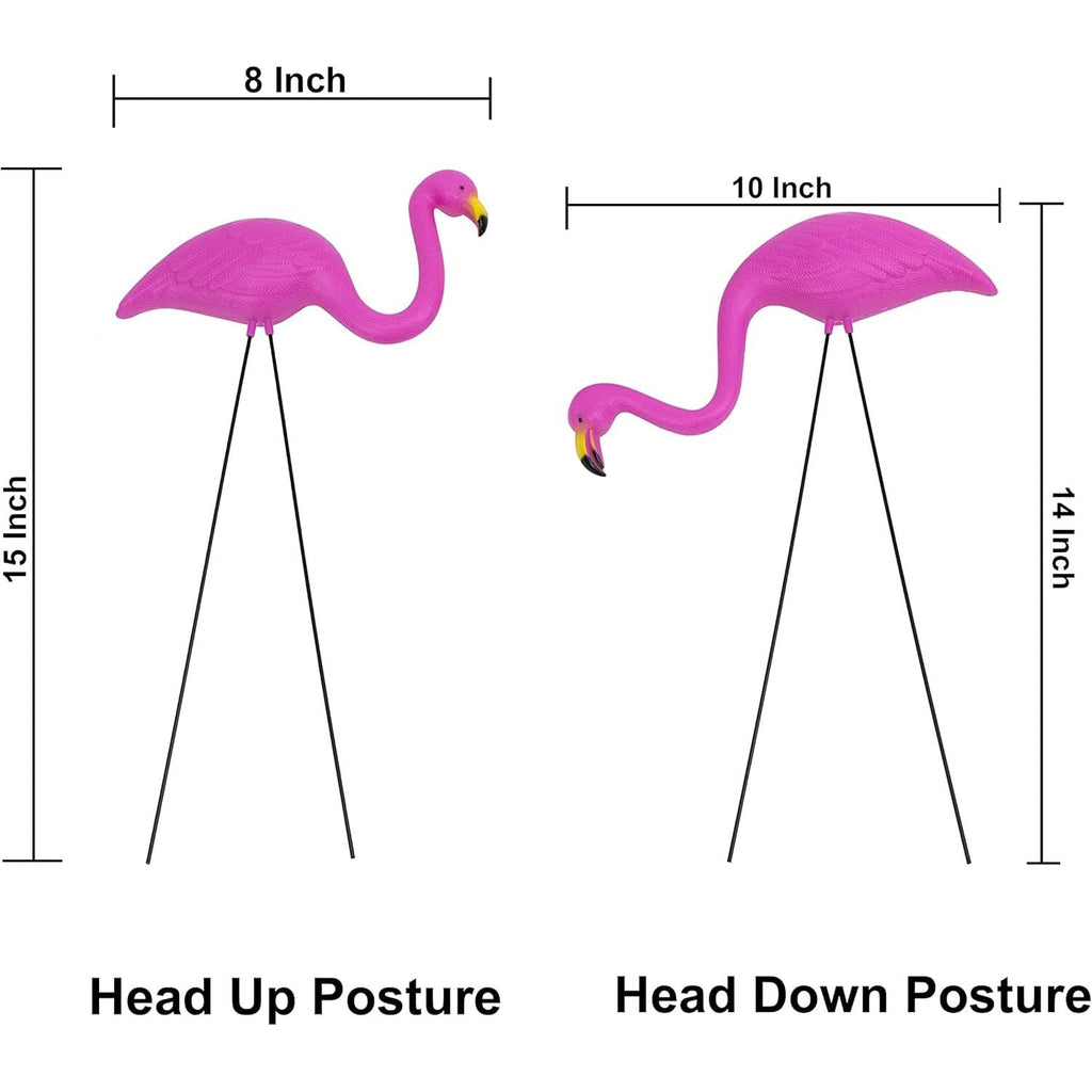 Buy now GIFTEXPRESS Pink Flamingos Yard Decorations - 4 Pack Small 14" Tall Plastic Flamingo Statue w/Metal Stakes - Lawn Ornaments & Garden Decor for Outdoor Parties at indiglob india