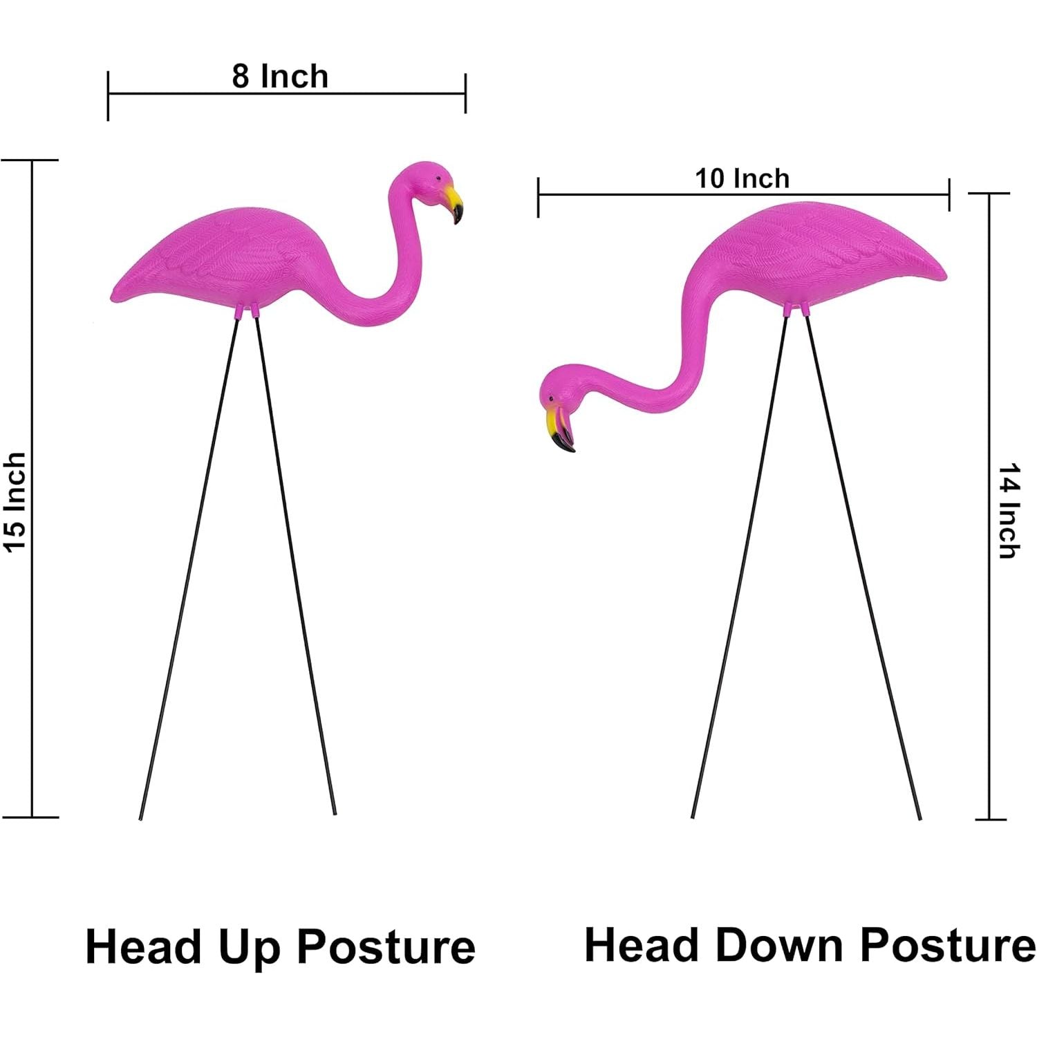 Buy now GIFTEXPRESS Pink Flamingos Yard Decorations - 4 Pack Small 14" Tall Plastic Flamingo Statue w/Metal Stakes - Lawn Ornaments & Garden Decor for Outdoor Parties at indiglob india