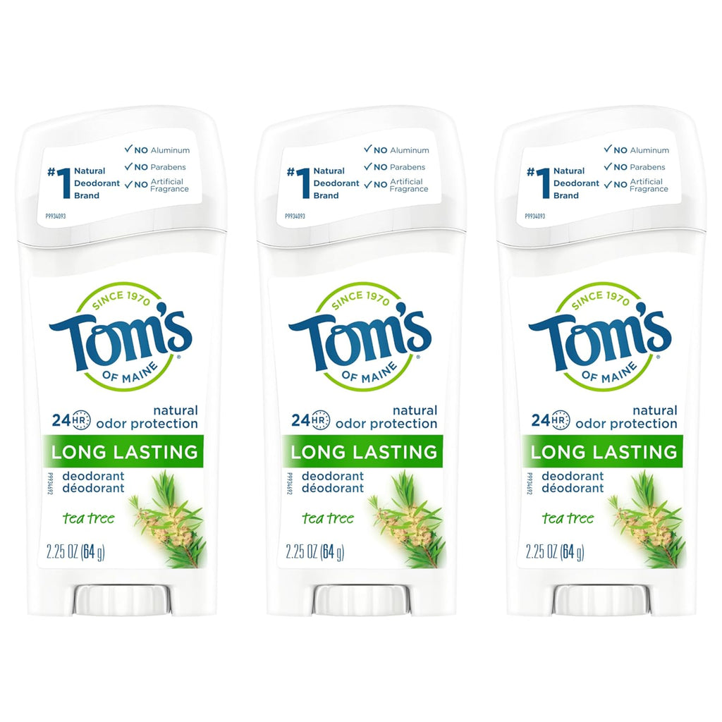 Buy now Tom's of Maine Long-Lasting Aluminum-Free Natural Deodorant for Women, Tea Tree, 2.25 oz (Pack of 3) (Packaging May Vary) 2.25 Ounce (Pack of 3) Tea Tree at indiglob india