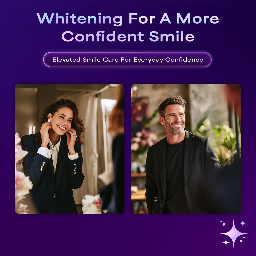 Purple Teeth Whitening Strips - 42 Count - Peroxide Free Color Correcting Whitening Strips - At Home Smile Care Kit
