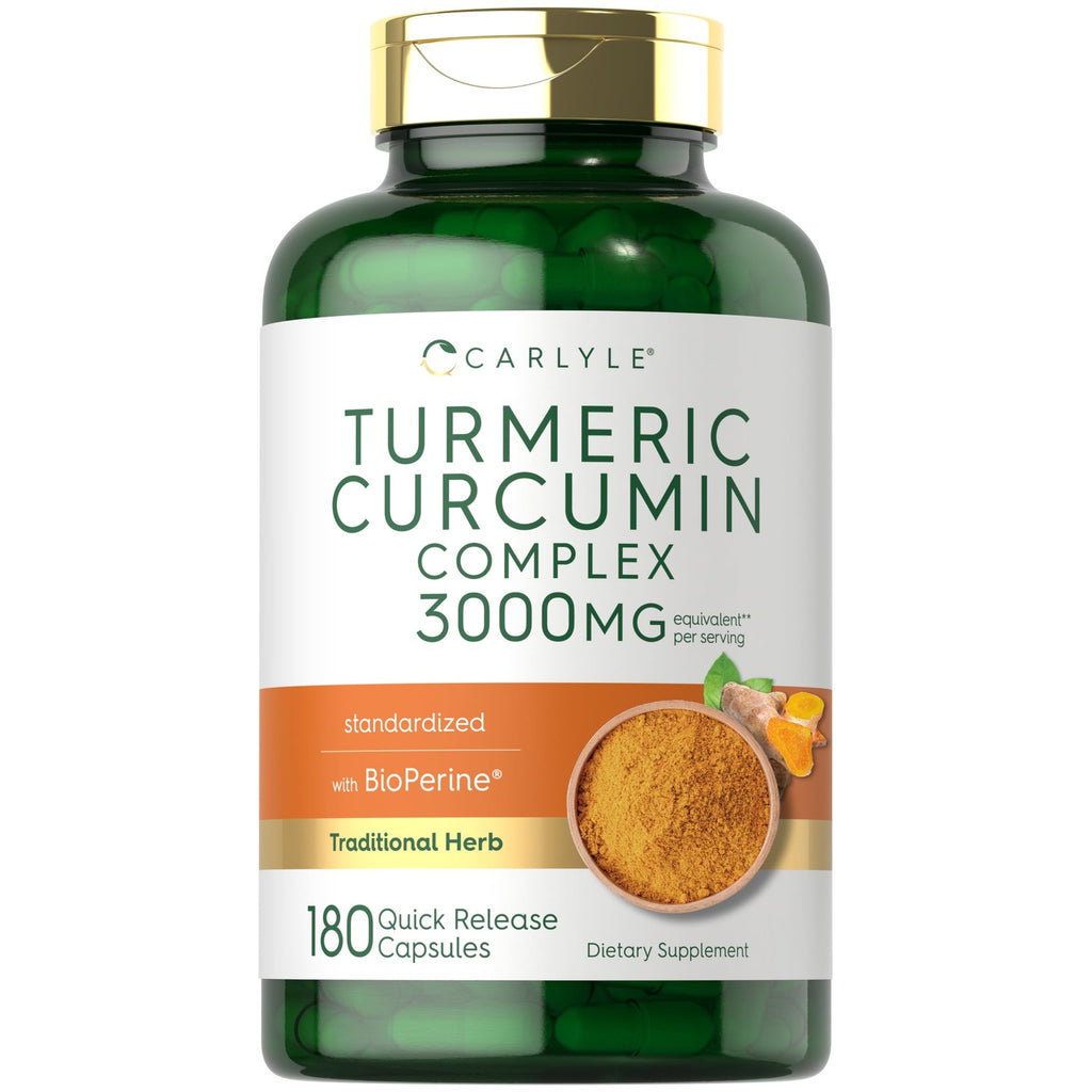 Carlyle Turmeric Curcumin Supplement | 180 Capsules | with Black Pepper