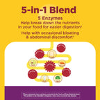 Nature Made Digestive Enzymes 5-in-1 Blend, 90 Chewable Tablets | Digestive Health Support, Helps with Occasional Bloating and Abdominal Discomfort, Peppermint Flavor, 30 Day Supply
