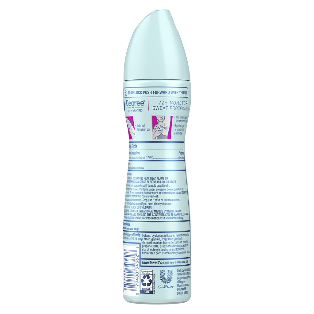 Degree Advanced Antiperspirant Dry Spray Sweat and Odor 3 Pack 3.8 oz | 72-Hour Sweat and Odor Protection For Women With Body Heat Activated® Technology