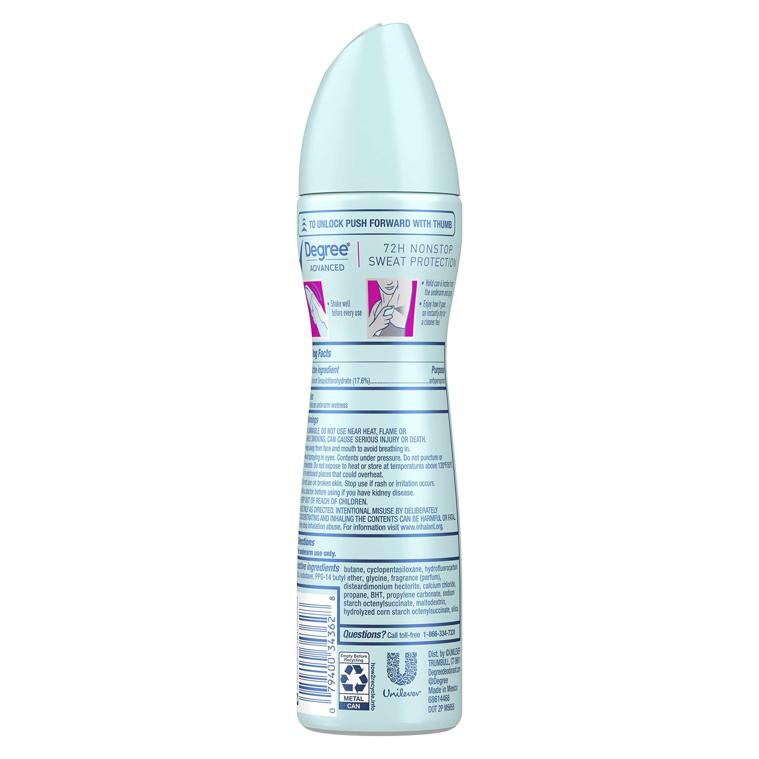 Degree Advanced Antiperspirant Dry Spray Sweat and Odor 3 Pack 3.8 oz | 72-Hour Sweat and Odor Protection For Women With Body Heat Activated® Technology