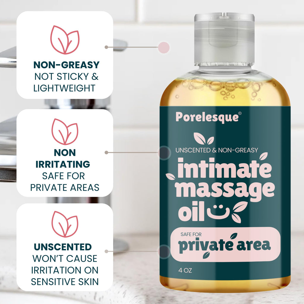Intimate Massage Oil Safe for Genitals - Date Night Oil for Couples, 4oz