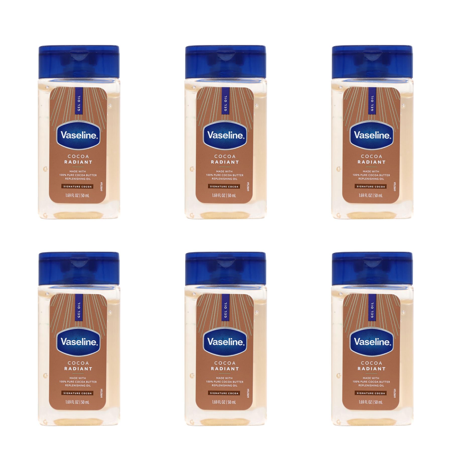 Vaseline Cocoa Radiant Replenishing Oil Gel with Pure Cocoa Butter, Travel Size, 1.69 fl oz, 3 Pack