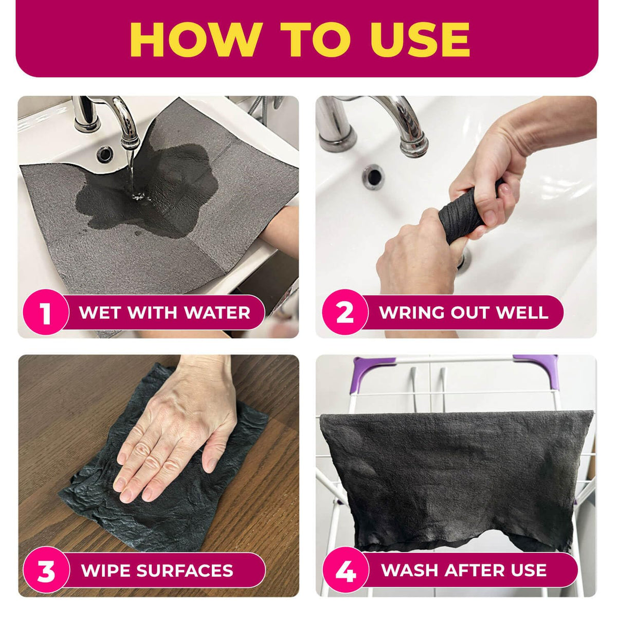 The Original GenieCloth Magic Cleaning Cloth, Cleans with Water Only 5-Pack