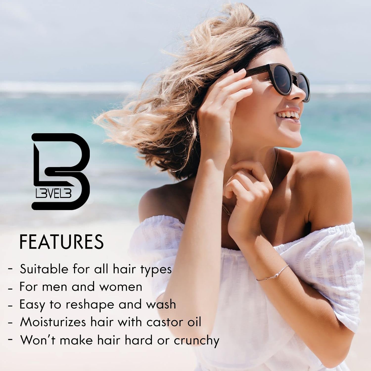 L3 Level 3 Sea Salt Spray for Hair, Texturizing, Beachy Waves, 8.45 fl oz | Texture spray, hair texture spray, light flexible hold, surf spray, casual finish, adds body and definition