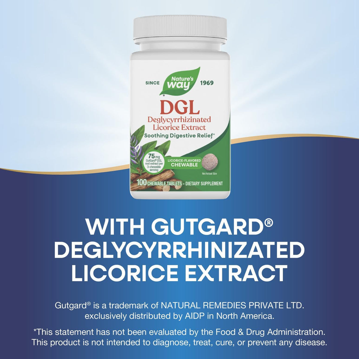 Nature's Way DGL - DGL Supplement for Digestive Support* - Licorice Root Extract - Botanical Ingredient - Convenient Chewable Tablets - Vegan, Gluten-Free & Dairy-Free - 100 Count (33 Servings)