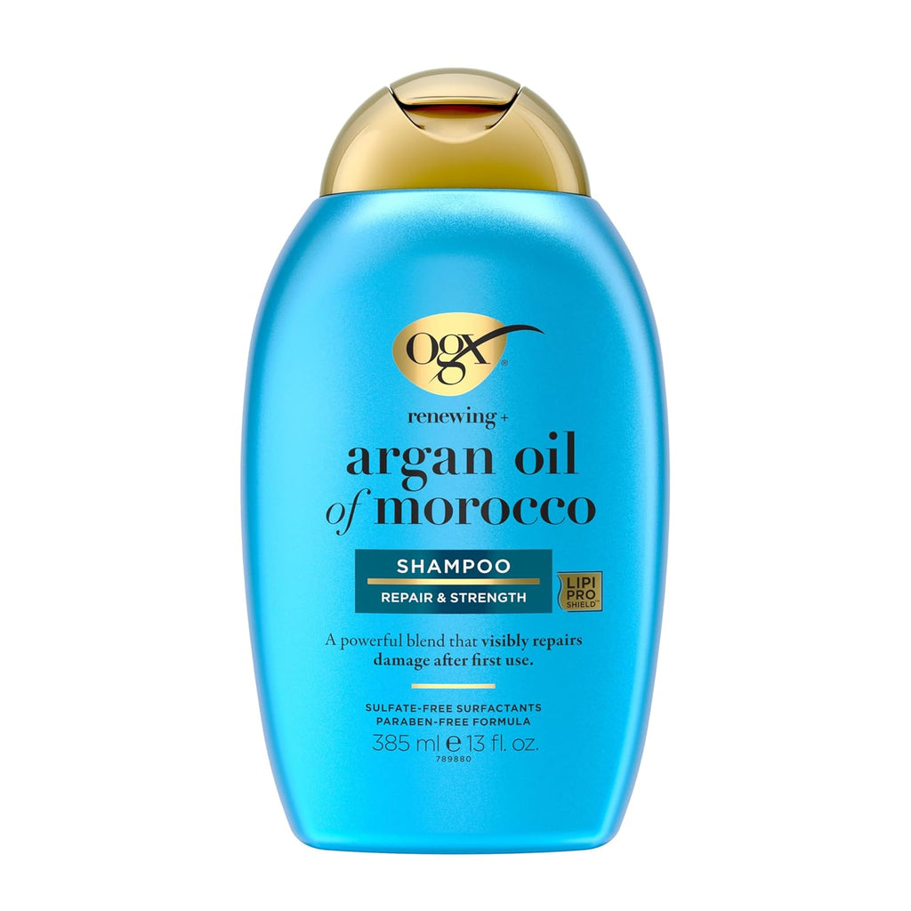 Buy now OGX Renewing + Argan Oil of Morocco Shampoo, Damage Repairing Shampoo & Argan Oil to Help Strengthen & Repair Dry, Damaged Hair, Paraben-Free, Sulfate-Free Surfactants, 13 fl. Oz at indiglob india
