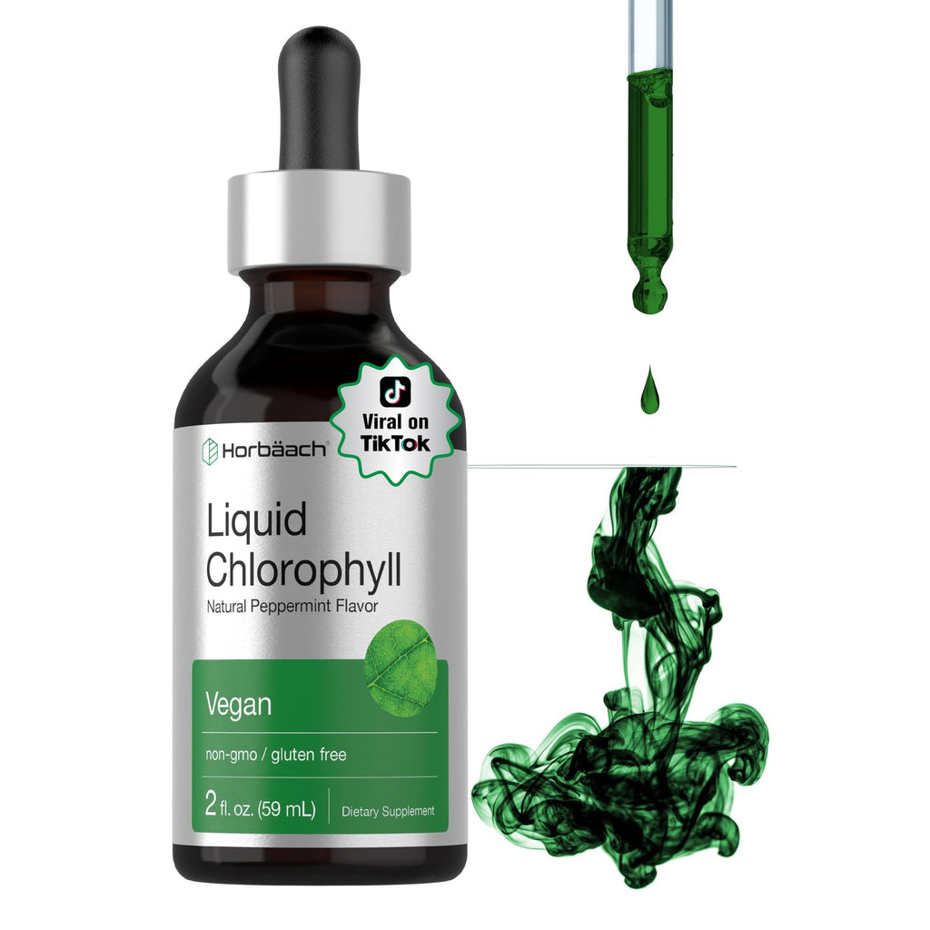 Horbäach Liquid Chlorophyll Drops | 2 fl oz | Natural Peppermint Flavor | Vegan, Non-GMO & Gluten Free Formula