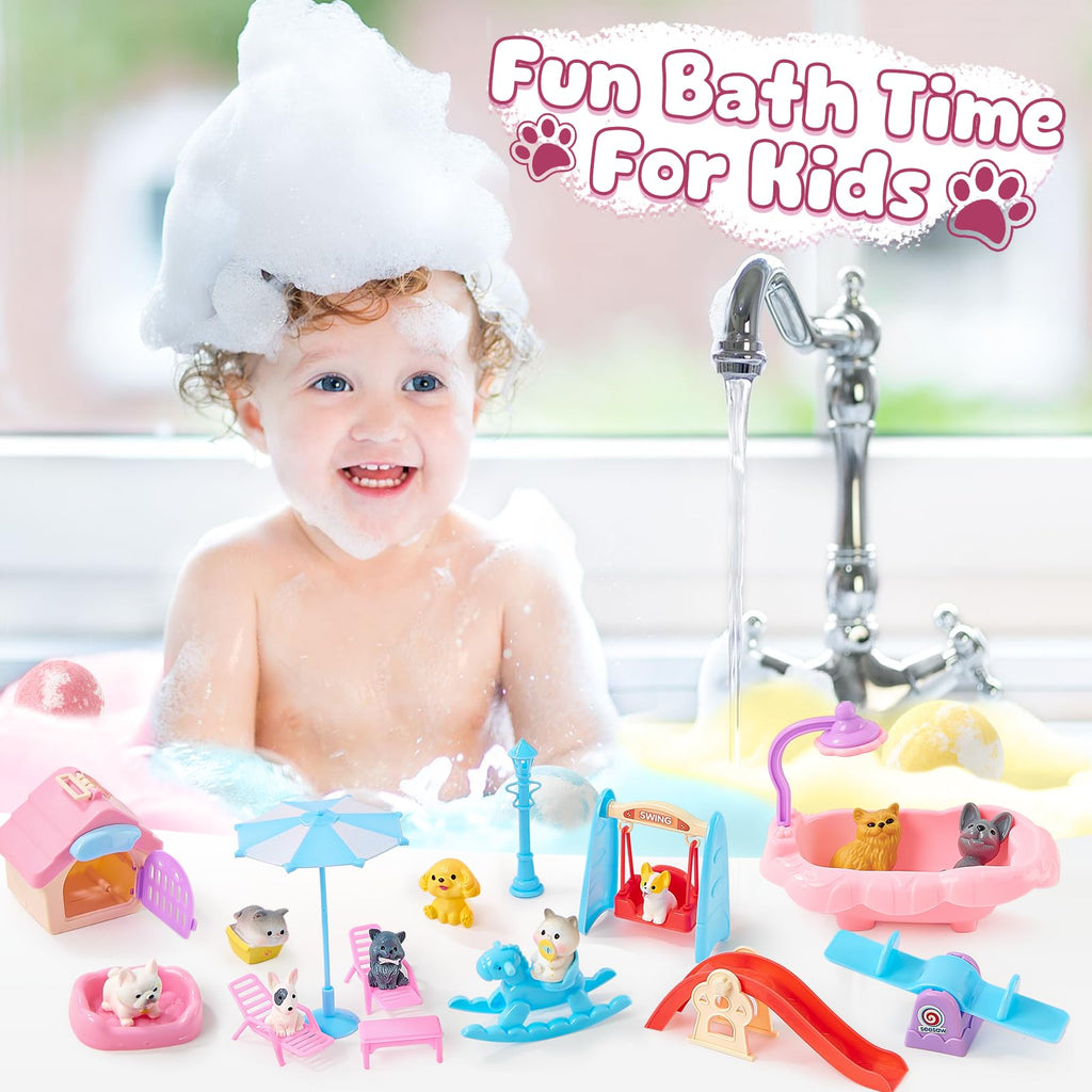 Toylink Bath Bombs for Kids with Surprise Inside for Girls Boys, 12 Pack Kids Bath Bombs with Dog & Cat Toys Pretend Playset Handmade Bubble Bath Fizzies Birthday Christmas Gift Set