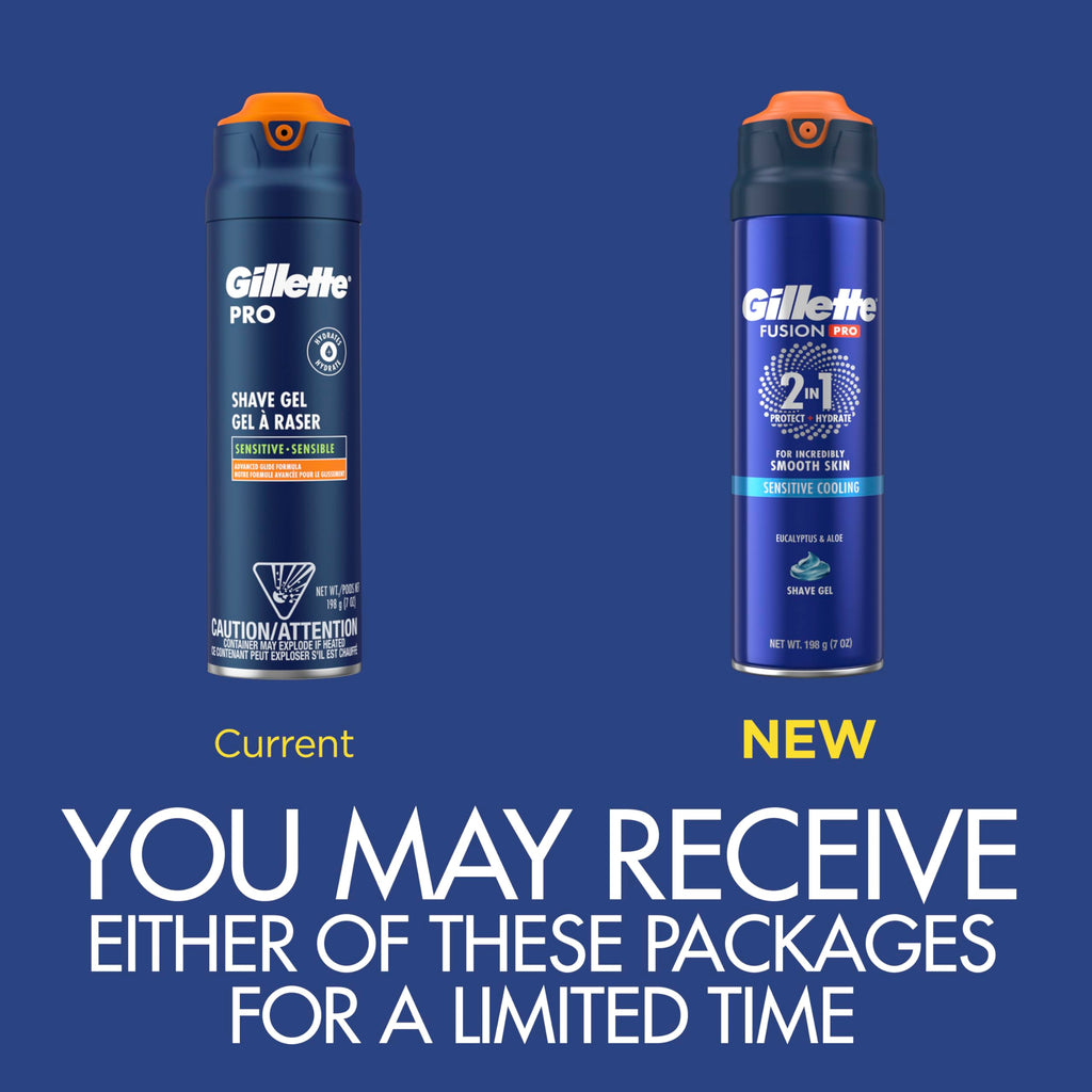 Gillette PRO Shaving Gel For Men Cools To Soothe Skin And Hydrates Facial Hair, 7oz, ProGlide Sensitive 2 in 1 Shave Gel