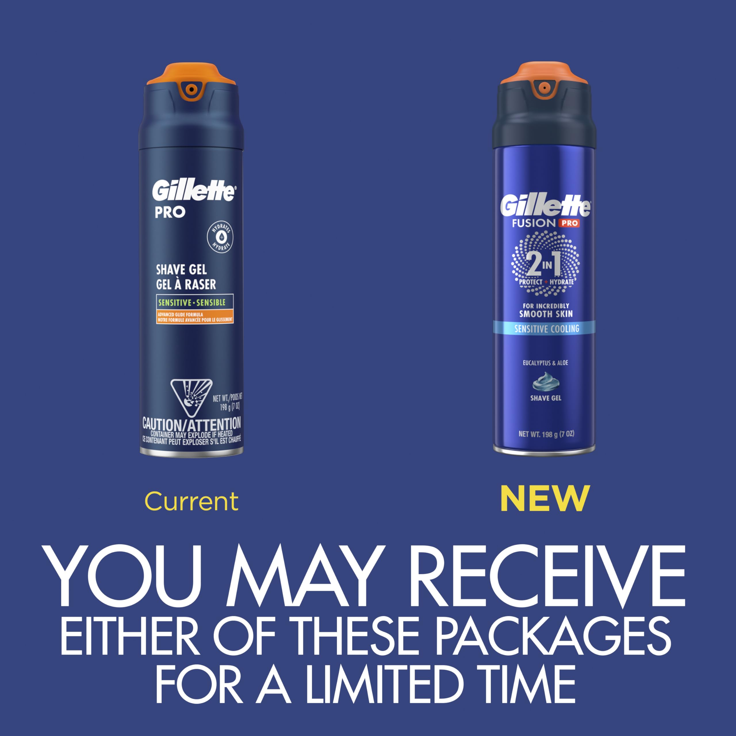 Gillette PRO Shaving Gel For Men Cools To Soothe Skin And Hydrates Facial Hair, 7oz, ProGlide Sensitive 2 in 1 Shave Gel