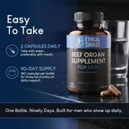 Beef Organ Supplement for Men | Grass-Fed Testicle, Blood, Liver, Heart & Bone Marrow | Primal Energy, Stamina & Daily Performance | 90-Day Supply