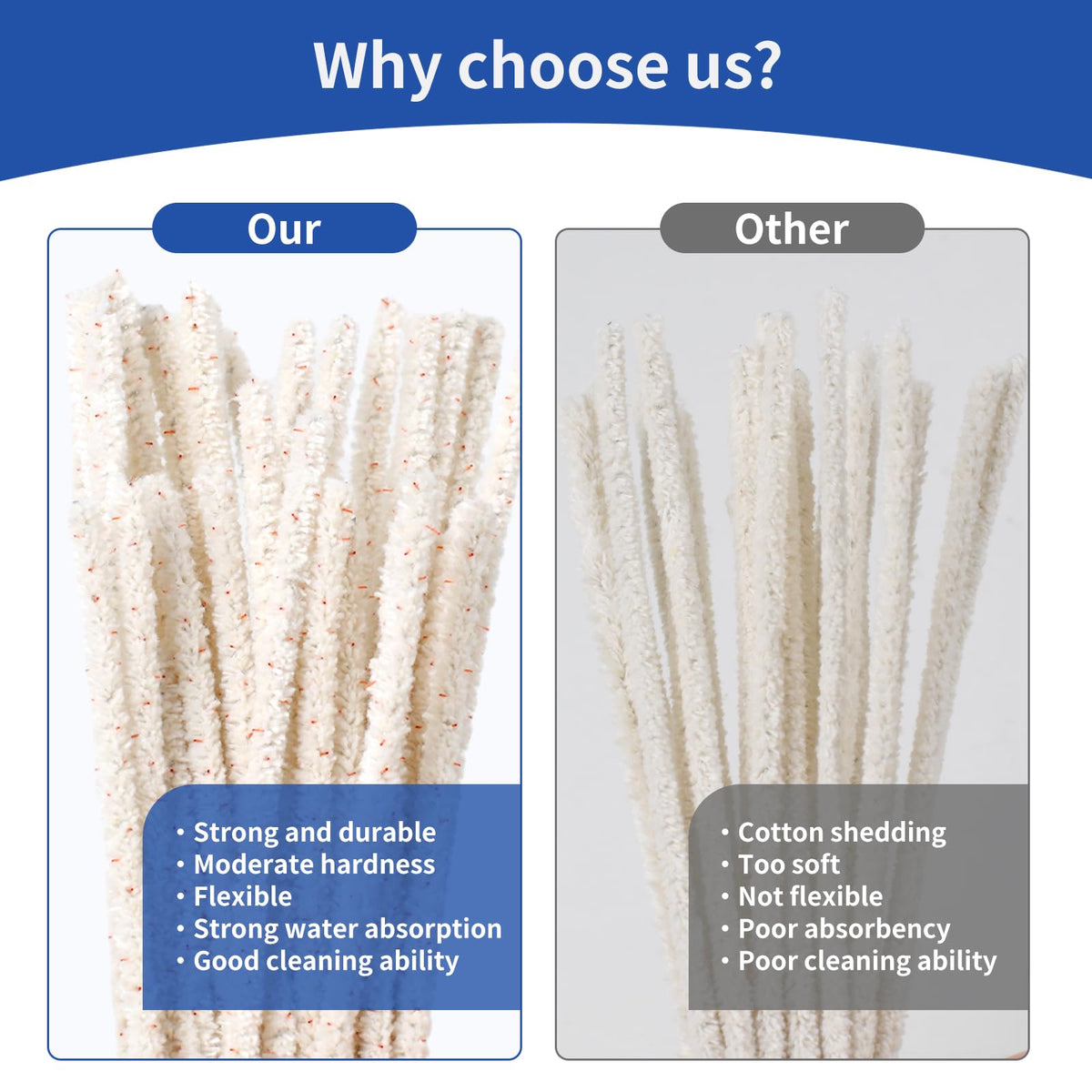Phinus 300 Pack Pipe Cleaners Pipe, 6-Inch Pipe Cleaners Bulk, Cotton and Plastic Pipe Cleaner, Pipecleaners for Removing Tar & Resin, Pipe Cleaners for Plastic Metal Ceramic Wood Pipe, cream