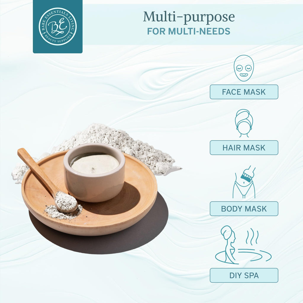 Bare Essentials Living - White Kaolin Clay Powder (12oz) 100% Natural White Powdered Clay for Seed Bombs, White Clay Mask, Chafing Body Powder, Soap, Bath Bomb, Deodorant, Kaolin Clay for Gardening