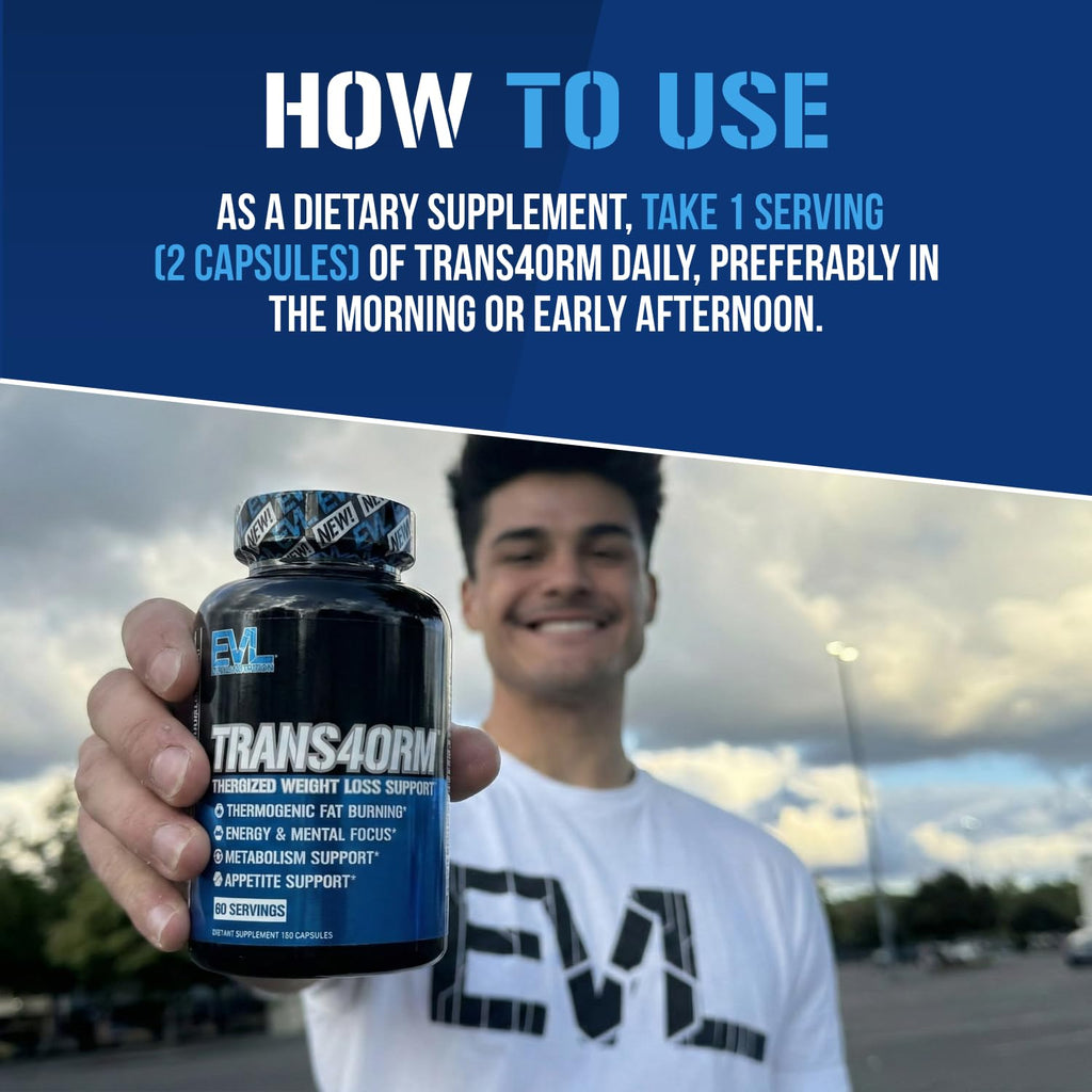 EVL Trans4orm - Thermogenic Fat Burner Support for Men & Women- 60 Servings | Fast Acting Weight Loss Energy and Appetite Support - Green Tea Supplement for Men and Women