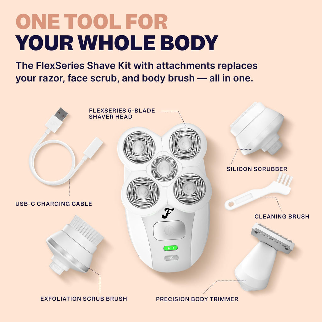Freebird FlexSeries Electric Razor for Women - Silk Smooth Legs, Body Hair, & Pubic Shaver - for Private Area, Sensitive Skin, Bikini Trimmer
