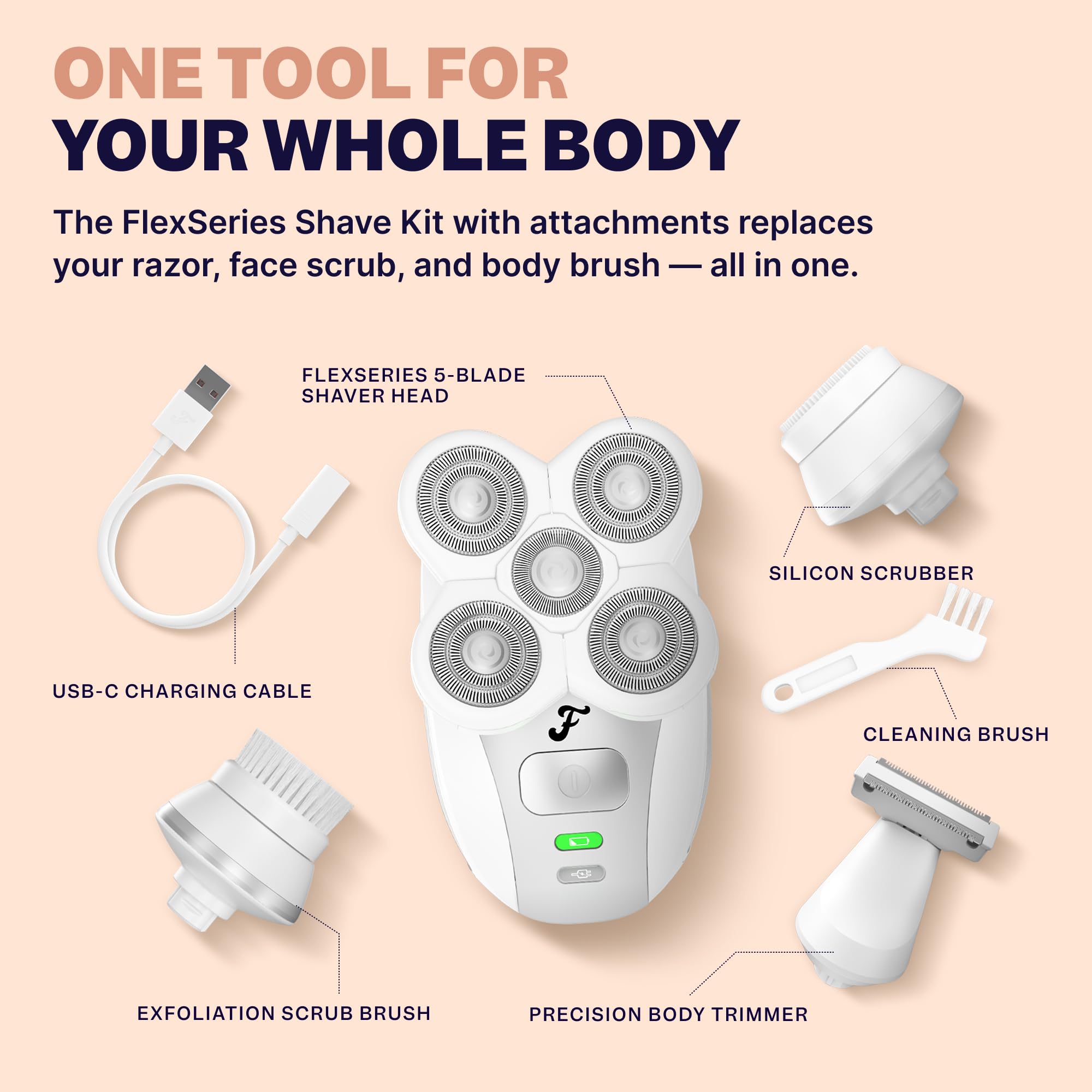 Freebird FlexSeries Electric Razor for Women - Silk Smooth Legs, Body Hair, & Pubic Shaver - for Private Area, Sensitive Skin, Bikini Trimmer
