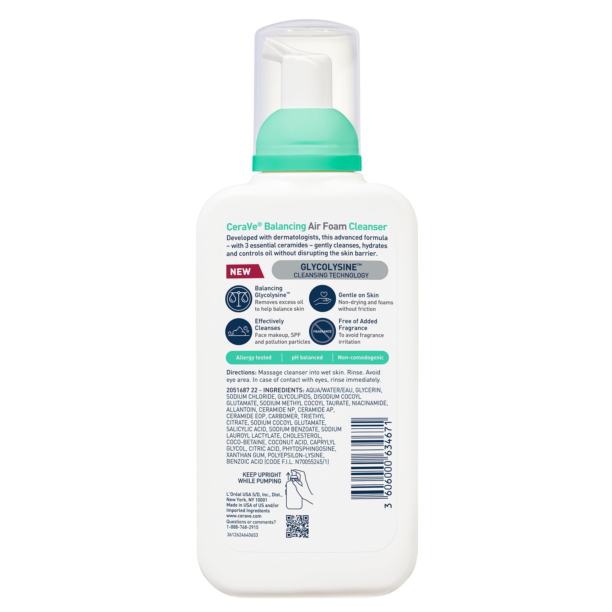 CeraVe Air Foam Face Wash, Hydrating Facial Cleanser, Combination Skin, 8oz | Foaming Facial Cleanser That Balances Combination Skin, Delivering 8-Hour Oil Control and 24-Hour Hydration